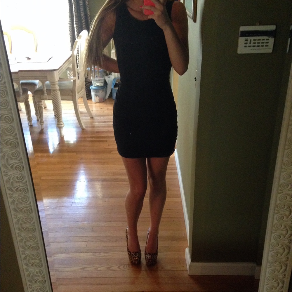 Black lace fitted dress